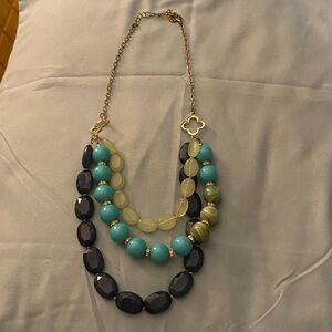 Simple Addiction Triple 3 Strand Beaded 20” Necklace Blue Green Turquoise Beads